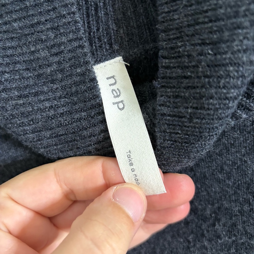 Nap Loungewear Sweater Womens XL Grey/Black Slant Turtleneck Wool - Picture 8 of 9